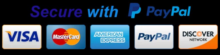 Sicher bezahlen mit PayPal, Visa, Mastercard, American Express und Discover