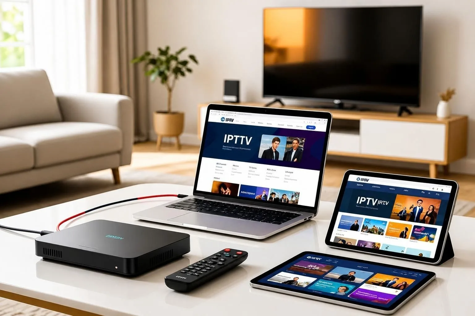 IPTV-Streaming-Setup auf mehreren Geräten für Zuschauer, die IPTV kaufen möchten